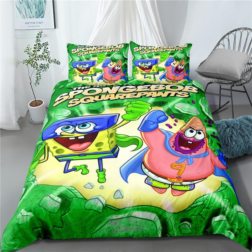 SpongeBob Bedding Set,SquarePants Duvet Cover 3D Print Quilt Cover Pillowcase king Queen Size Girl Boy Adult Birthday Gift