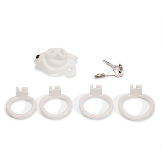 Mini Octopus Shaped Male Chastity Cage Equipped with 4‑Size Locking Rings Elastic Belt Anti Slip SM Sissy Birdcage Lock Alutdtoy