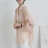 Women Loose Thin Section Tencel Sunscreen Shirt Summer See Through Hitching Outerwear Air Conditioning Cardigan Shaw