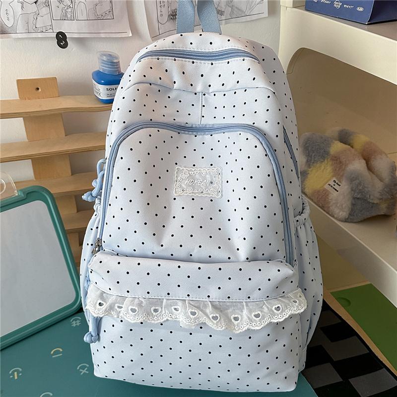 College-Stil Wellenpunkt Student Schulrucksack Damen Spitze Rucksack
