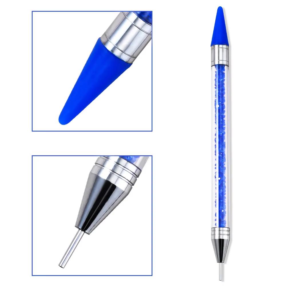 Diamond Painting Wax Picker Pen with 6 Replaceable Tips Crystal Handle Double End Rhinestone Pickup Tool for Nail Art Beads Gems DIY Crafts