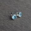 Natural Blue Topaz Stud Earrings-Handmade Silver Studs-925 Sterling Silver Stud Earrings-Gift for her-Blue Gemstone Studs-Blue Topaz Earring
