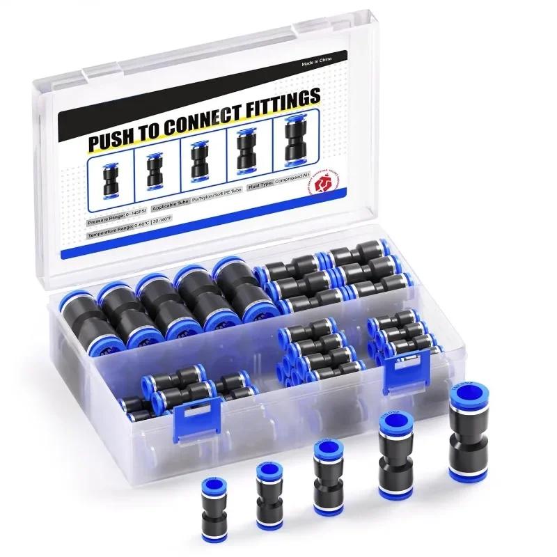 50 PCS Set of Pneumatic Connectors Quick Push Connector Tube Hose 4/6/8/10/12 Air Pneumatic Parts Connector Connector Accessorie