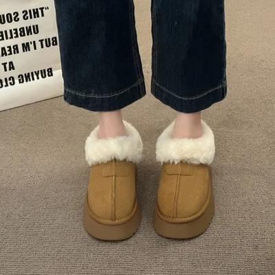 Moda Outono Inverno Quentes Botas de Neve Femininas Moda Cor Sólida Designer Sapatos de Algodão Femininos Moda Casual Botins para Mulheres