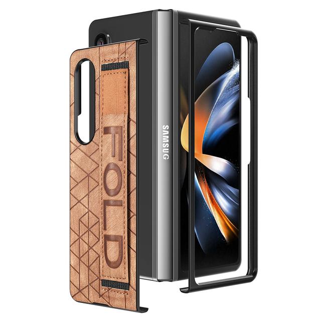 

Модный кожаный чехол Precsie с вырезом для Samsung Galaxy Z Fold 4 5g Fold4 Fold3 Fold 3, браслет, аксессуары для телефонов, чехол for Samsung Z Fold 4 коричневый