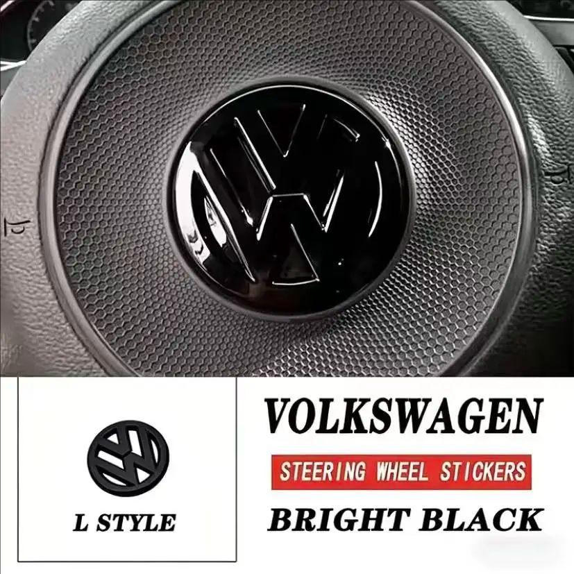 KUDFZ1 Car ABS Steering Wheel Emblem Trim Sticker Badge For VW GTI Golf Polo 6 7 Passat CC Tiguan T-ROC Jetta MK6 Taigo Arteon Hub Cap