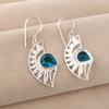 Blue Apatite Gemstone 925 Sterling Silver Women Jewelry Elegant Earring 1.5" For Anniversary Gift CE-26-10