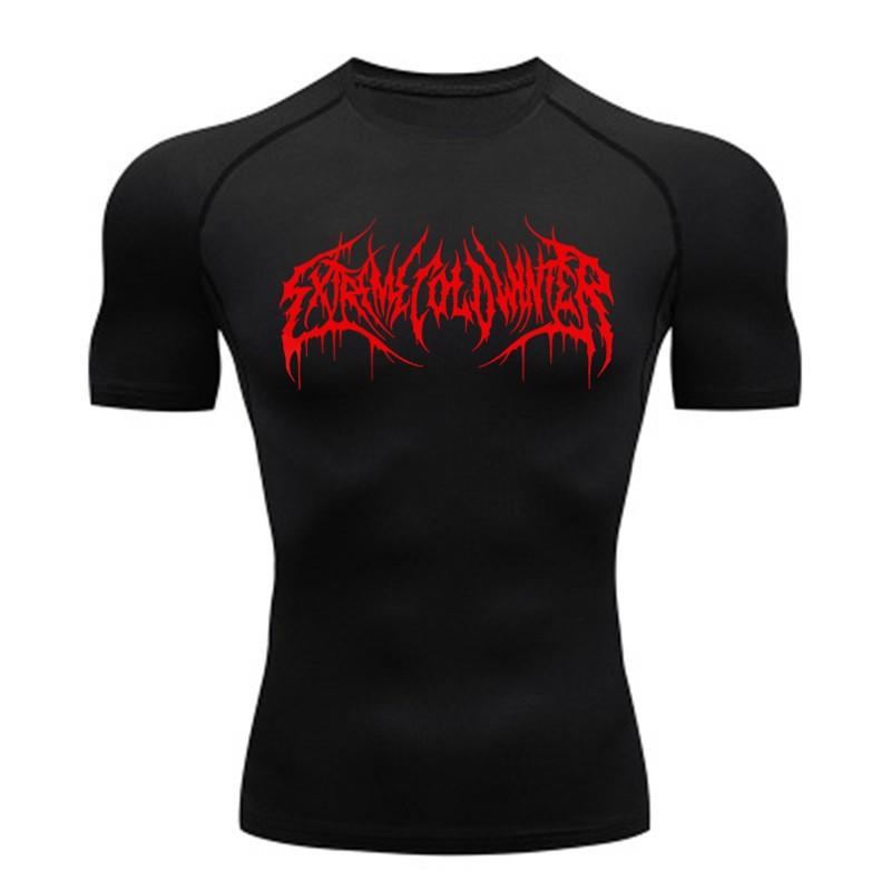 Printed Men's Tight T-Shirt Running Compression Compression T Shirt Gym Fitness Jogging Short Sleeve Male Casual Shirt Tops