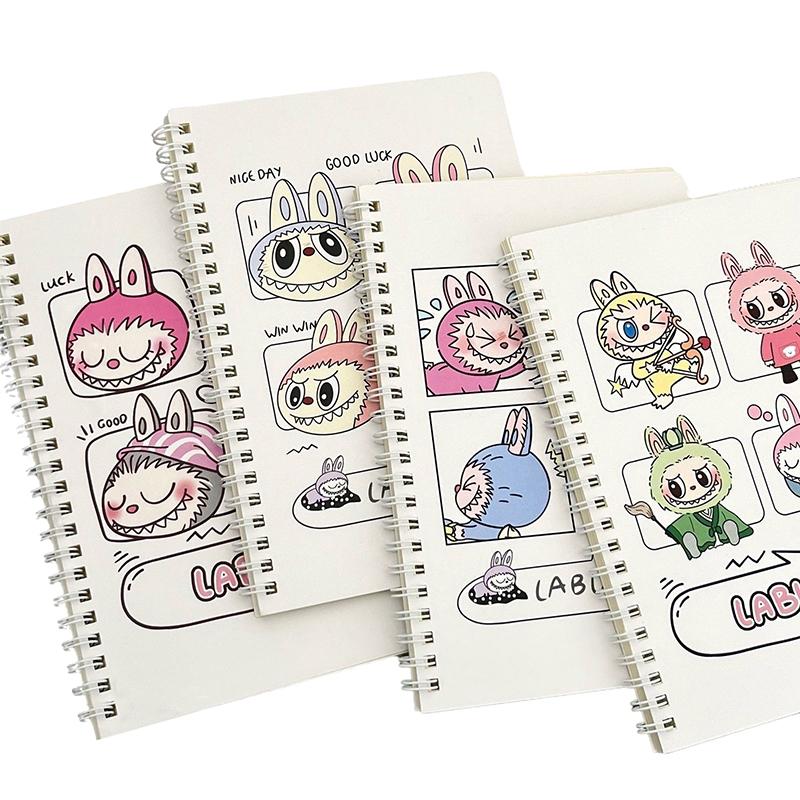 Cartoon Labubu A5 Coil Notebook Student Cute Exercise Book Learning Stationery Notepad Diary