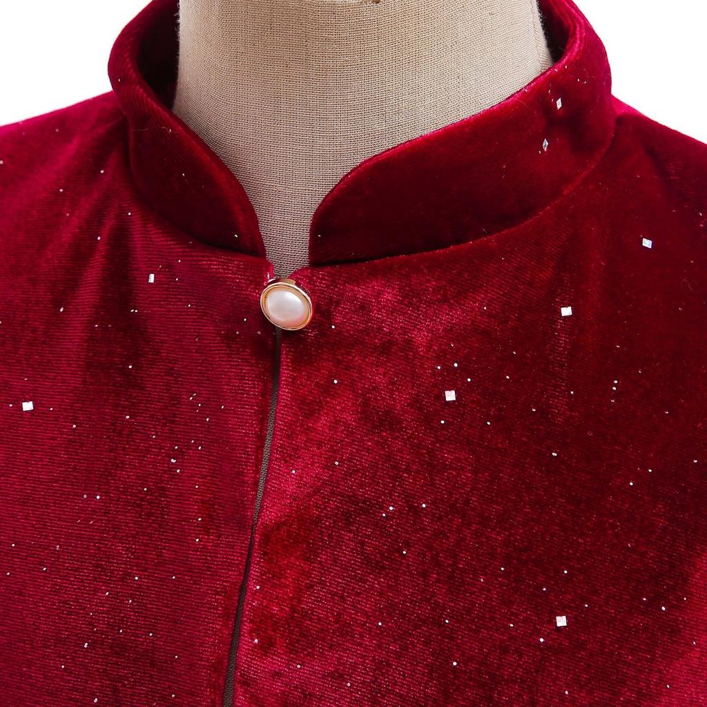 Girls Cape Cloak With Velvet Dress Formal Banquet Outfit