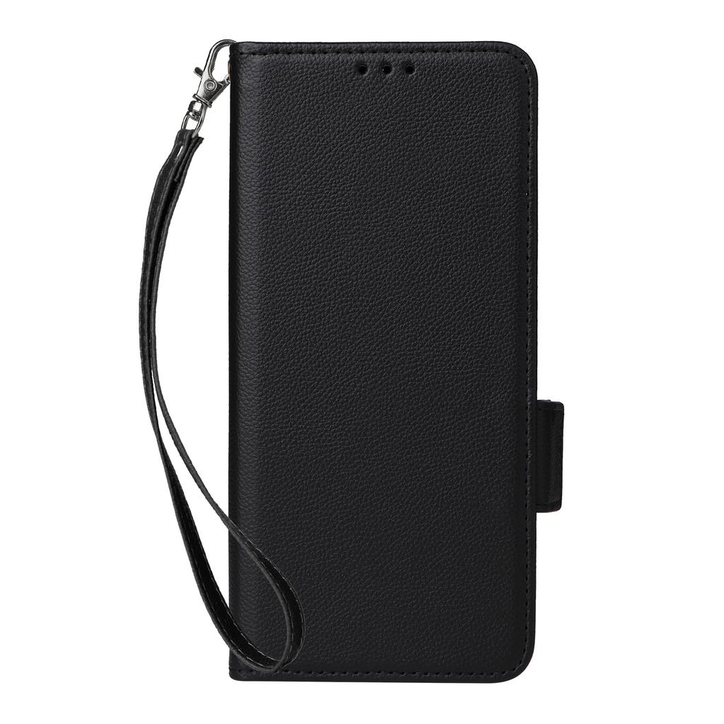 Dla Xiaomi Poco M7 Plus 5G/Poco M7 4G (169mm) Etui Portfel ze Skóry z Teksturą Litchi z Paskiem na Nadgarstek