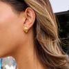 Classic 18K Gold Ribbed Line Textured C Ring Earrings Ear Jewelry