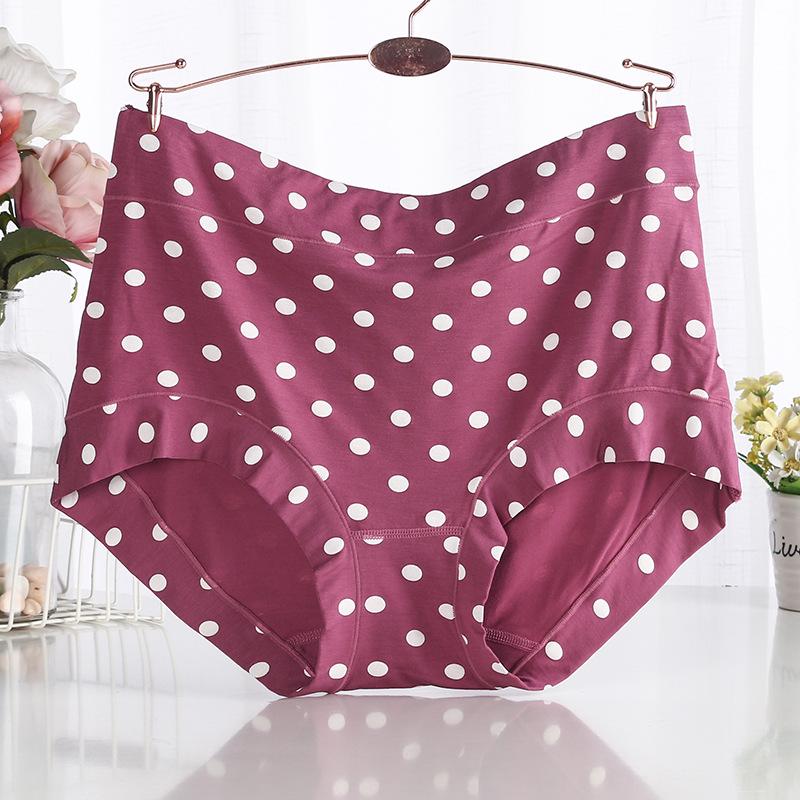 Zestaw 4 szt. Damskie Majtki Plus Size z Wysokim Stanem z Modalnu - Oddychające, Wygodne, W Kropki