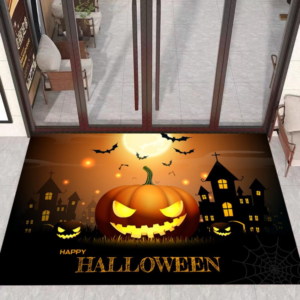 Halloween Thema Tapijt Cartoon Pompoen Patroon Entree Mat Antislip Makkelijk Schoon te Maken Feestelijk Decoratief Tapijt