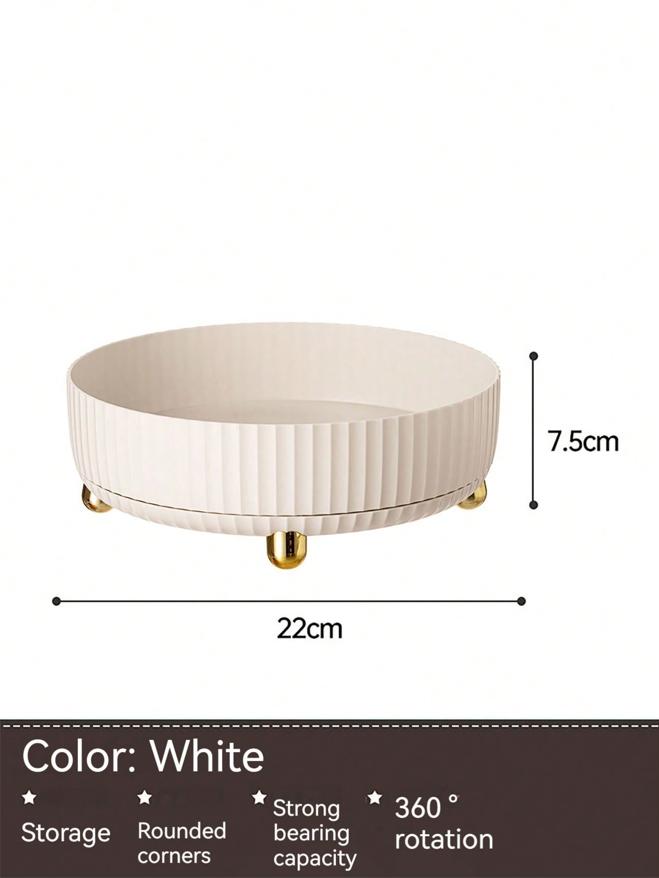 

360 Degree Rotating Kitchen Storage Cabinet Organizer Multifunctional Seasoning Soy Sauce Vinegar Rack Desktop Fruit Plate Tray білий