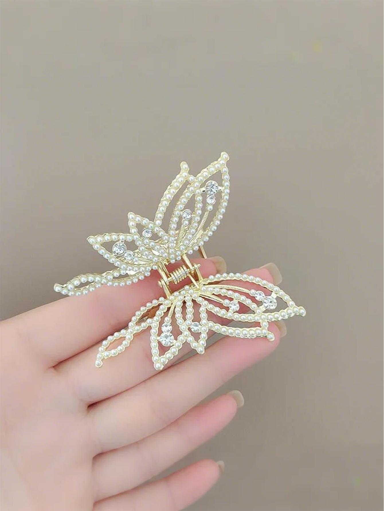 

1 шт. Модные заколки для волос с бриллиантами, жемчугом и бабочками для женщин, аксессуары для волос