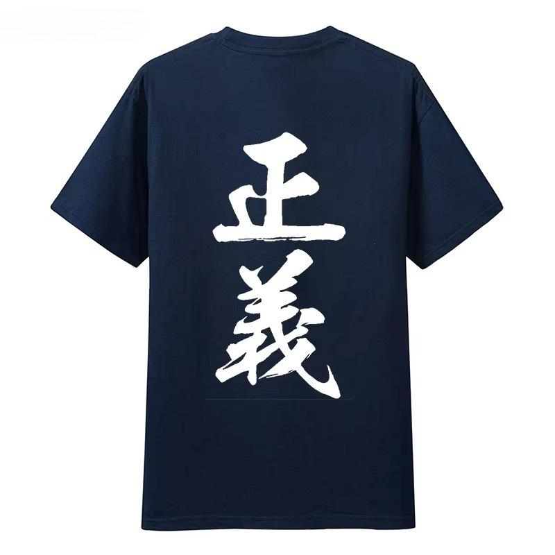 One Piece Anime Justice Printing Oversized Cotton Tshirt Men and Women Comfortable Y2K Childrens Clothing Summer Tshirt