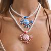Polka Dot Enamel Crab Pendant Necklace Weave Rope Ocean Style Clavicle Chain Beach Choker  Beach