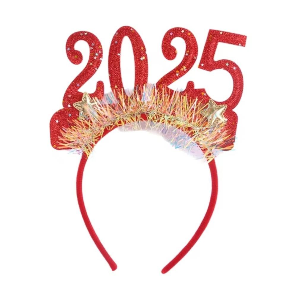 Wear-resistant Sequin 2025 New Year Headbands Non-slip Happy New Year Headdress  Party Favors