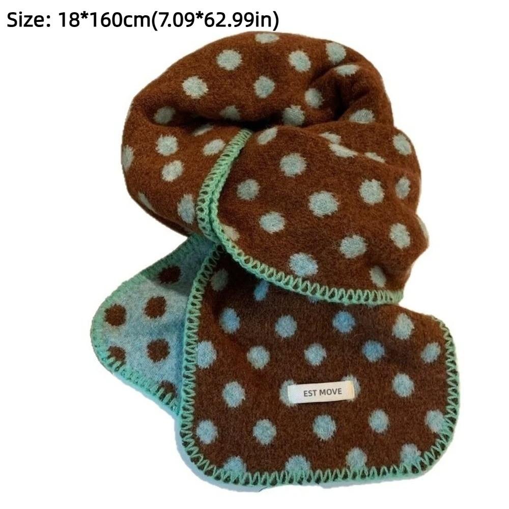 Korean Style Double-Sided Scarf Keep Warm Knitted Scarfves Vintage Polka Dot Scarf  Winter