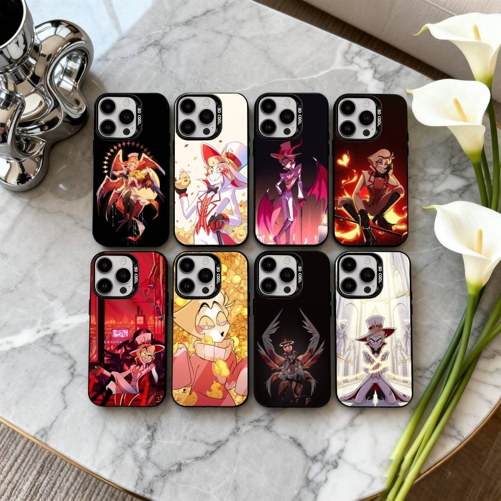 H-Hazbin H-Hotel L-Lucifer M-Magne Phone Case For iPhone17,16,15,14,13,12,11 Plus,Pro Max Black Candy silver phone case