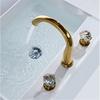Brass Crystal Bathroom faucet widespread Gold Basin faucet Lavotory Tap luxury Basin Mixer Hot And Cold shower room sink Faucet