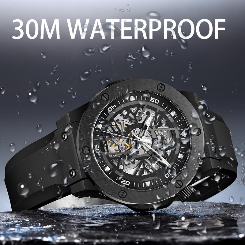 LIGE Modische Luxus Mechanische Uhren für Herren Militärisch Lässig Sport Silikon Wasserdicht Leuchtend Business Automatisch Männliche Uhr
