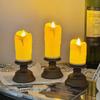 Simulation Electronic Candle with Wax Drip Effect Flameless Led Candle Holder Night Light Ornaments