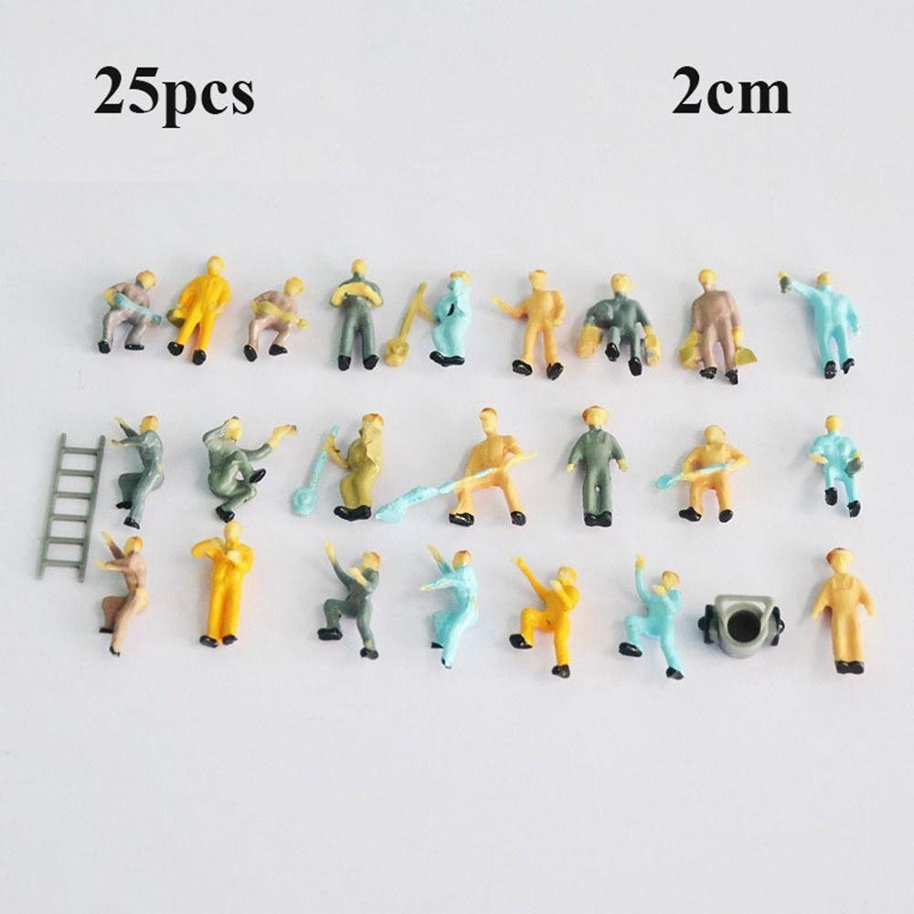 10/25PCS Mini Construction Worker Model Building People Figures Passengers Train Scenery 1/87 1/43 Scale Mixed Color Pose Crafts