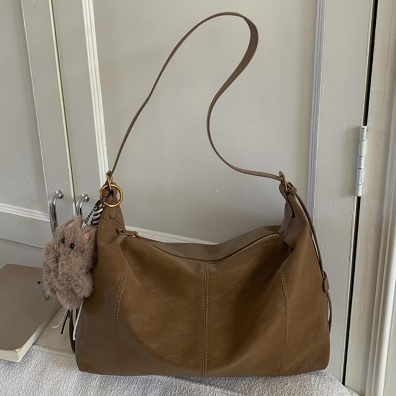Casual Commuting Tote Bag, Soft Leather, Simple and Niche Single-shoulder Bag