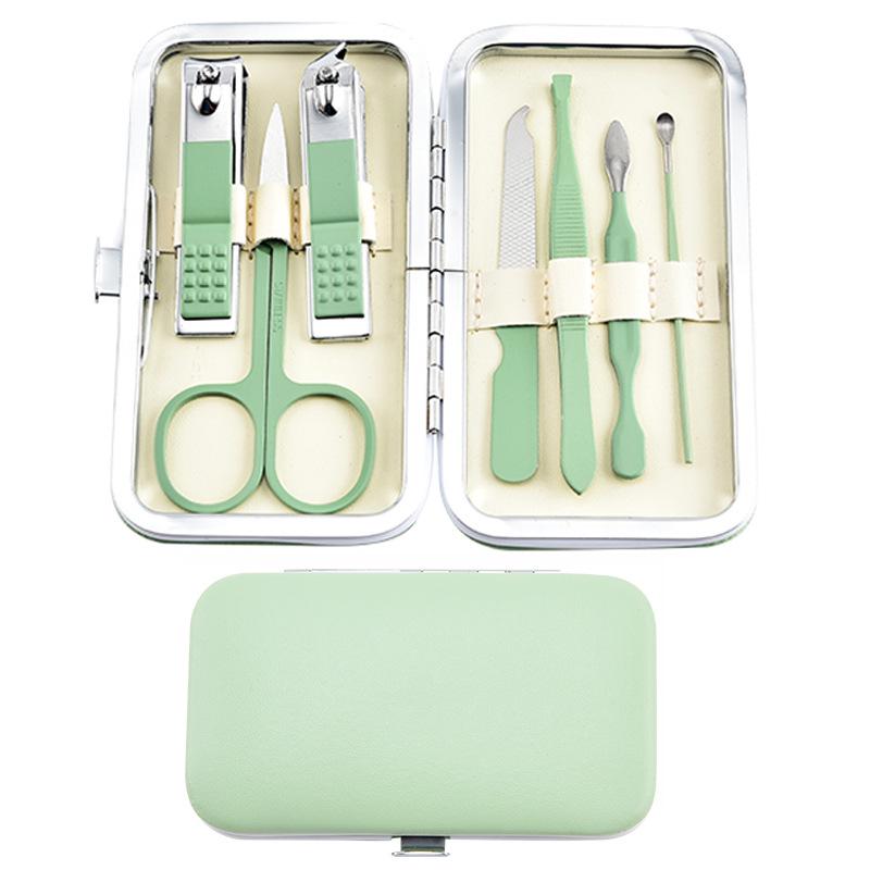 Set d'outils de manucure et de nail art 7 pièces vert