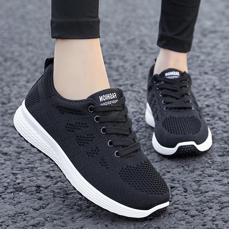 Sneakers For Women Fashion Breathable New Comfortable Soft Sneakers Women Mesh Fabric Lace Up Woman Shoes Female Footwear