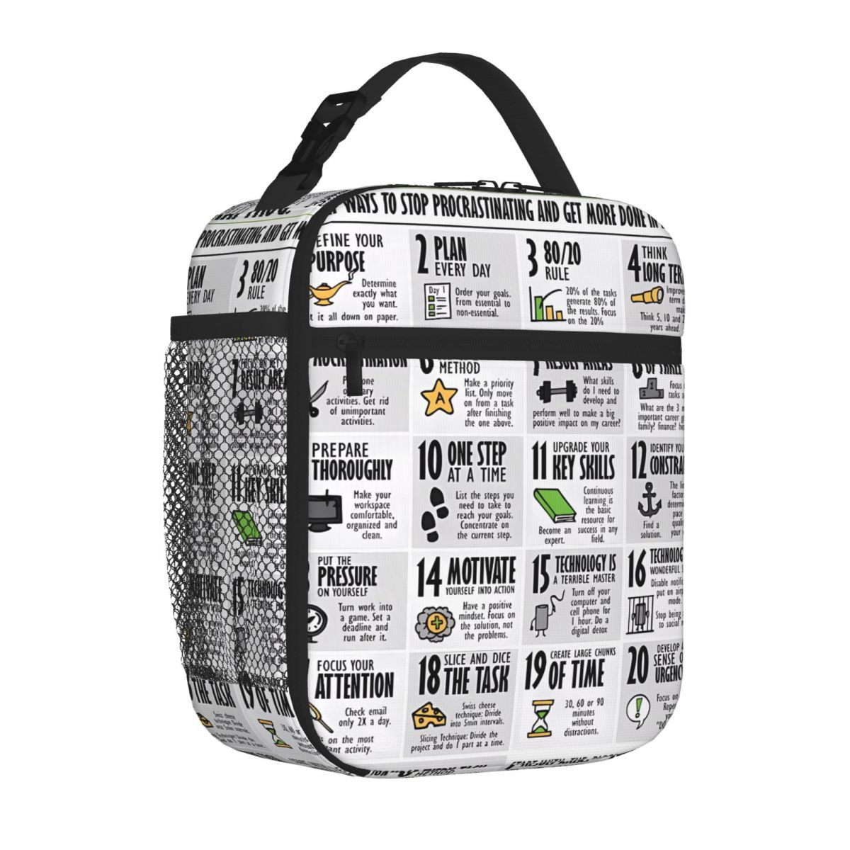Bestselling Visual Book Eat That Frog (Brian Tracy) Splicing Color Large Lunch Bag Roadside Stop Snack Bag One Size