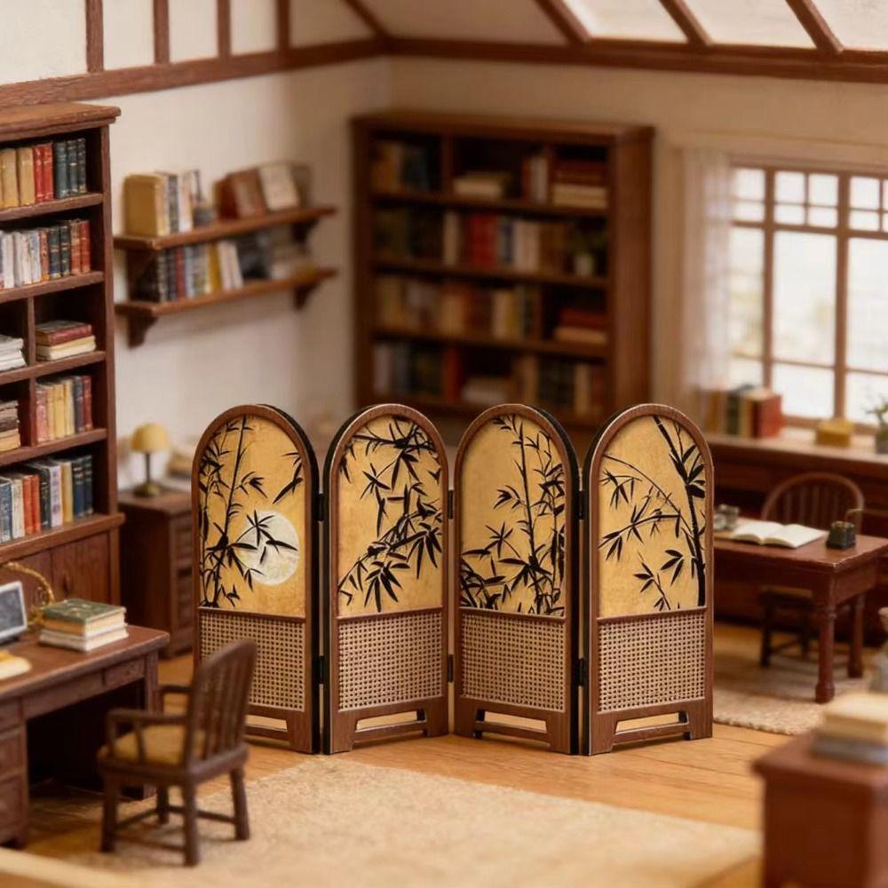 Chinese Retro Dollhouse Partition Screen Desktop Scene Layout Model  Study Room Use