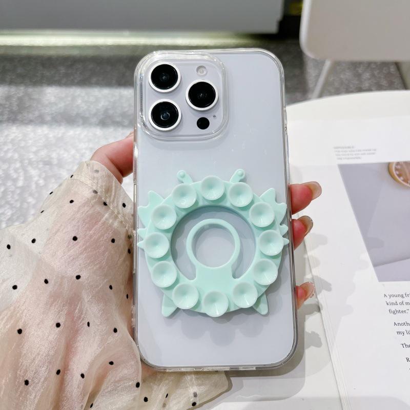 Silicone Suction Phone Stand: Anti-Slip, Magnetic, Finger Ring Holder for Desktops