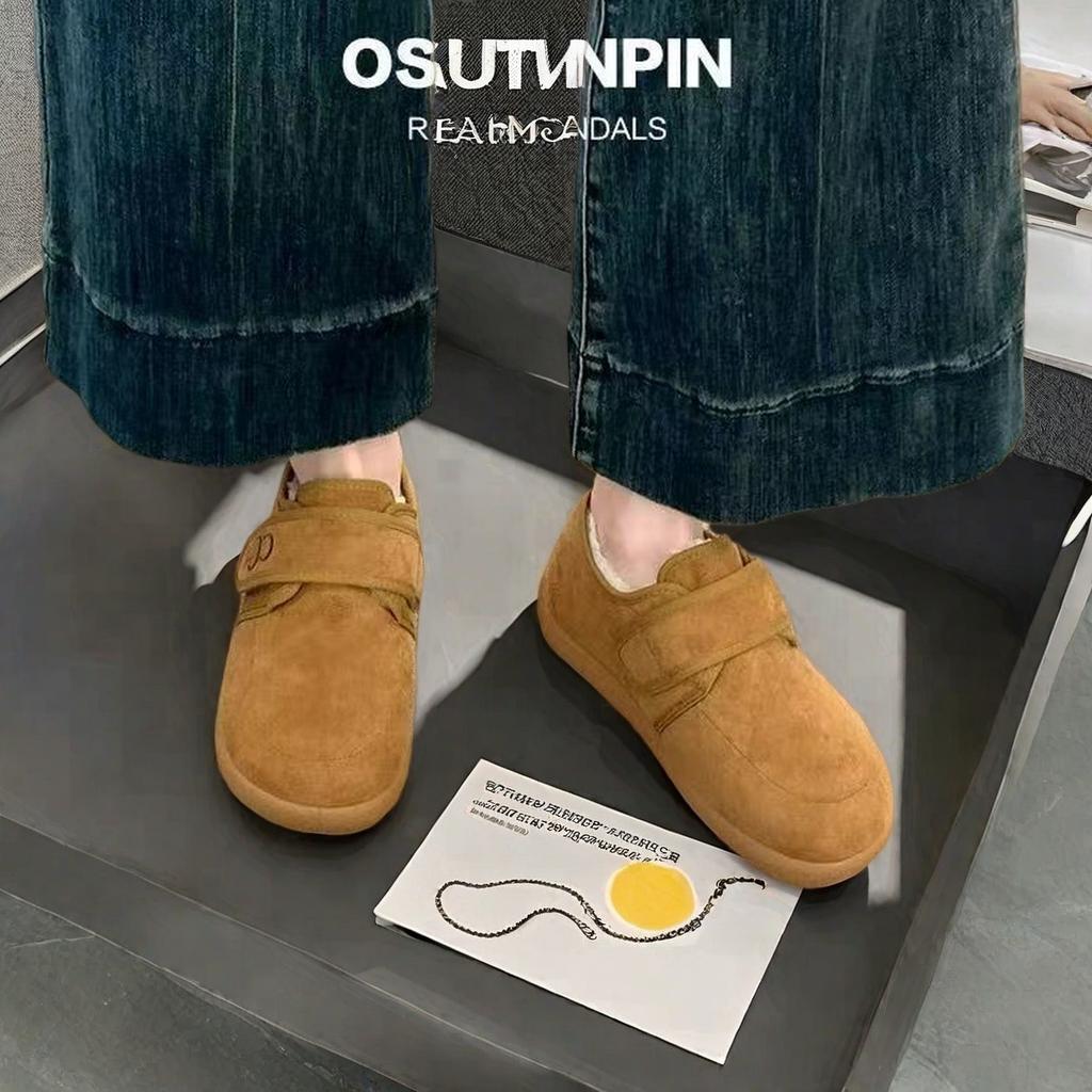 Cotton Slippers Low-top Velcro Velvet Snow Boots Women's Autumn and Winter New Short Boots Comfortable and Versatile Cotton Shoes Keep Warm