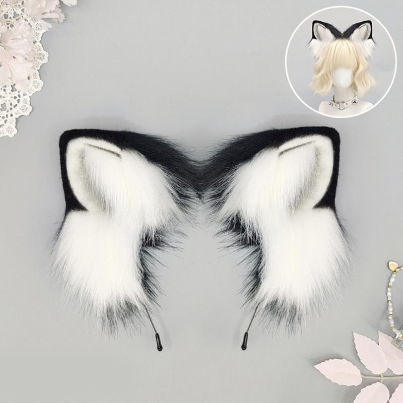 Handgefertigtes Kunstfell Katzenohren Stirnband Animie Kopfschmuck für Damen und Teenager Cosplay Kostüm Party Verkleidungs Accessoires