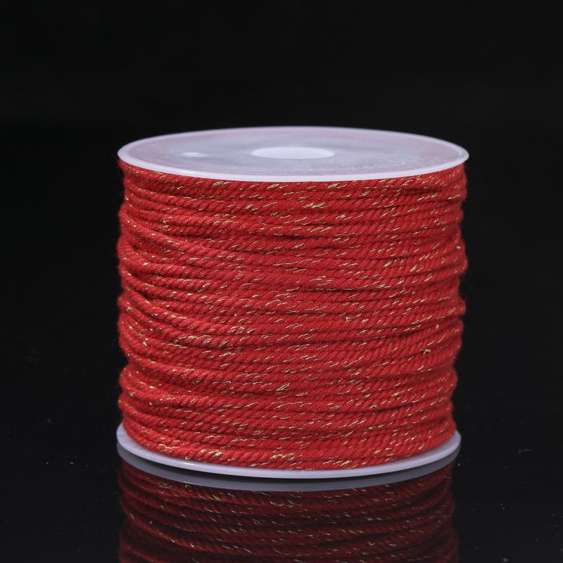 Tibetan Gold-Plated Woven Bracelet with Bodhi Beads and Cotton Rope