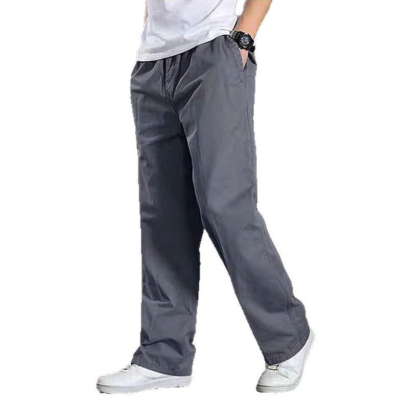 Men's Wide Leg Pure Cotton Workwear Pants - Breathable, Straight Leg Sweatpants for Spring and Autumn