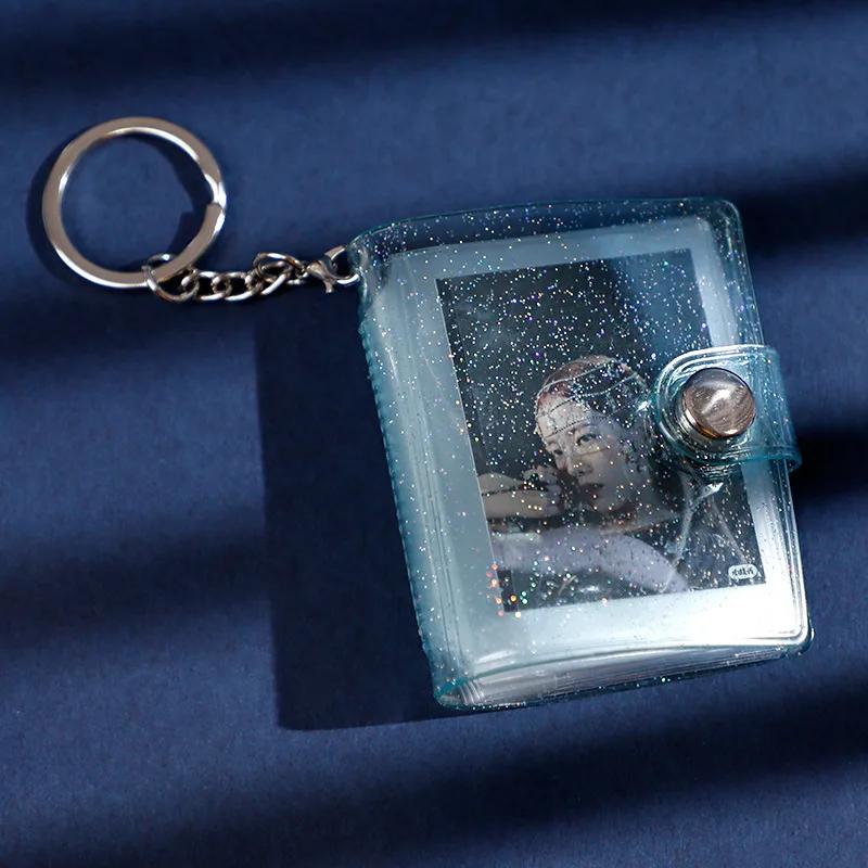 1 Inch 2 Inch Small Photo Album Mini Photos Collect Book Creative Card Holder with Keychain Instax Card Bag Photocard Holder