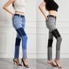 2025 Damen High Waist Slim Jeans mit Elastizität, Europäischer & Amerikanischer Stil, Übergröße, Fransen-Saum, Patchwork