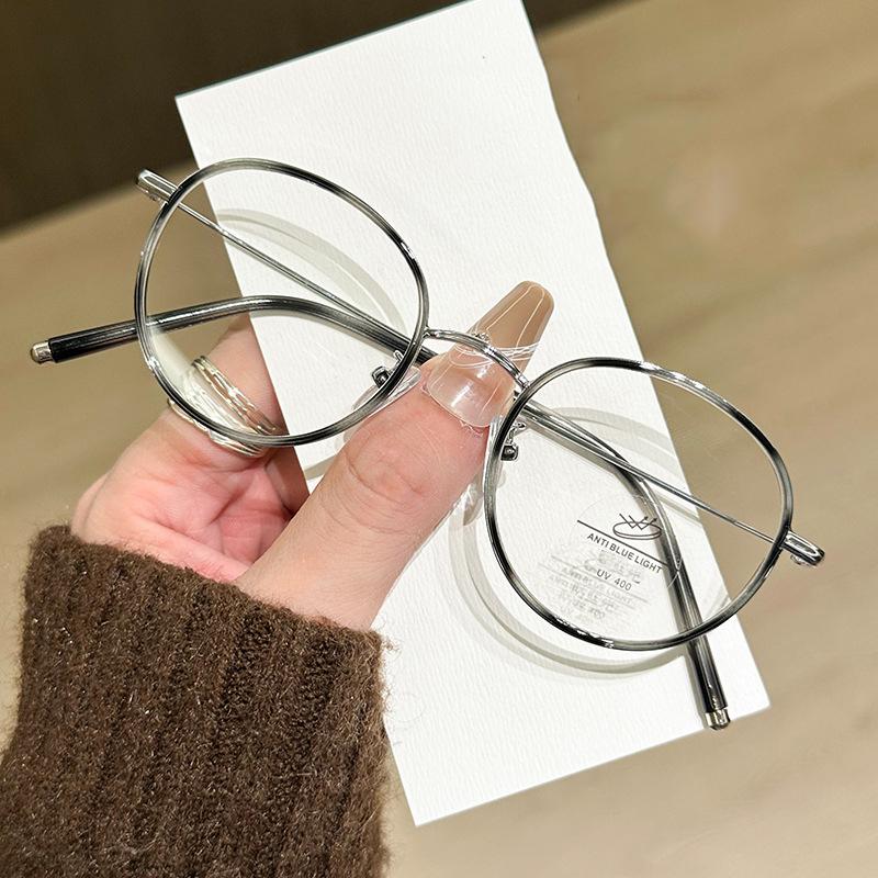 Metal Frame Men And Women Same Style Glasses Frame Fashionable Commuting Anti-blue Light Glasses Myopia Glasses Frame