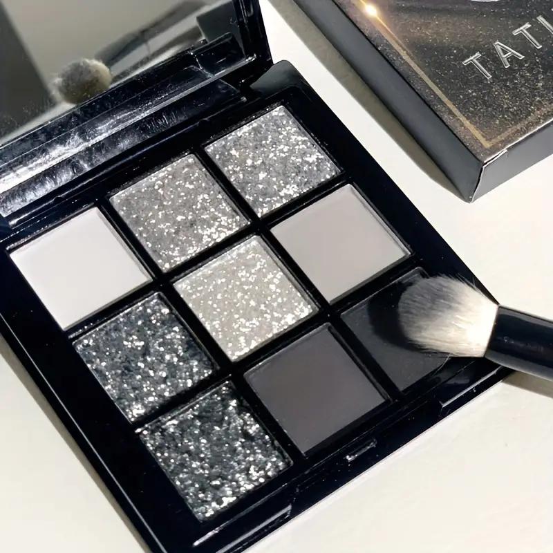 Black Swan Palette di ombretti a 9 colori Smokey Punk Style Grigio chiaro Argento scuro Trucco ombretto perlato e luccicante