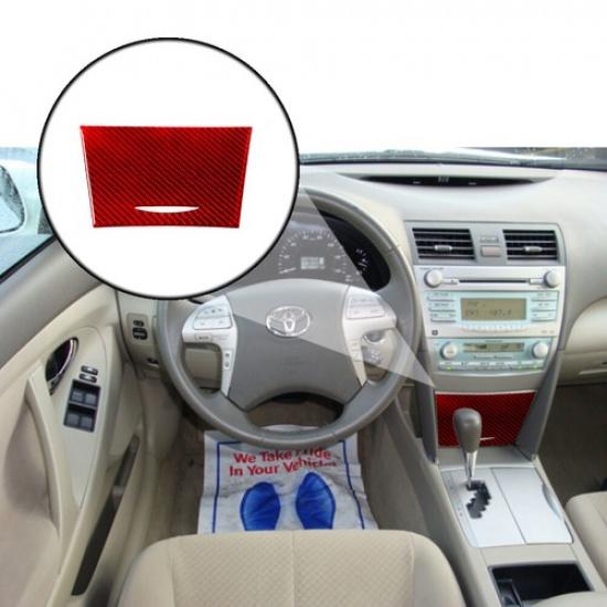 Red Carbon Fiber Interior Front Storage Box Cover Trim For Toyota Camry 2007-11