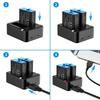 Dual Port Slot Double Battery Charger For Gopro Go Pro Hero 12 11 10 9 Black with USB Cable Action Camera Accessory