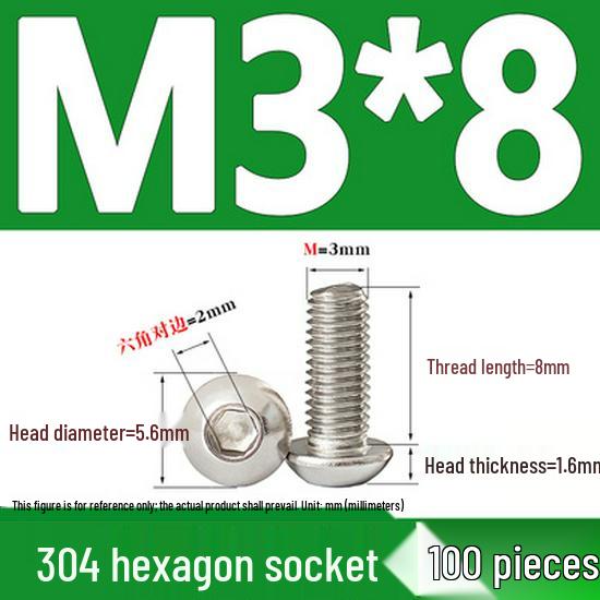 ISO7380 Stainless Steel Hex Drive Dome Head Screws - M2 to M16