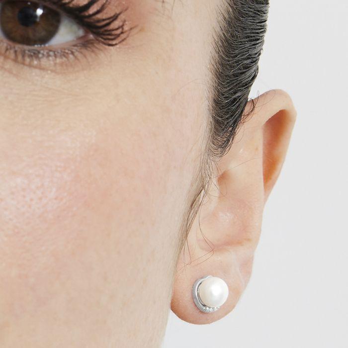 Boucles d'oreilles - LUXENTER - Damwa - Argent 925 - Perle blanche - Finition rhodiée