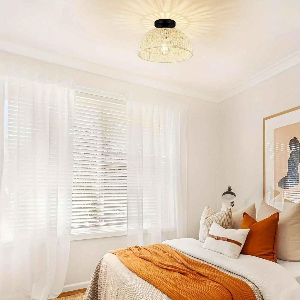 Rattan Ceiling Lamp – Modern Hanging Light Fixture for Bedroom, Living Room & Home Decoration | Rattan Pendant Ceiling Light