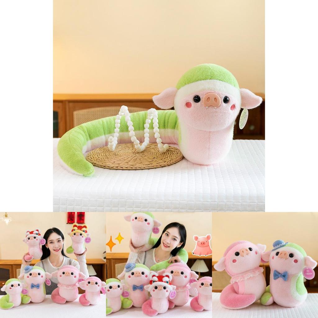 Adorable Plush Snake Toy For Children With Soft Pp Cotton Filling In Pink And Green