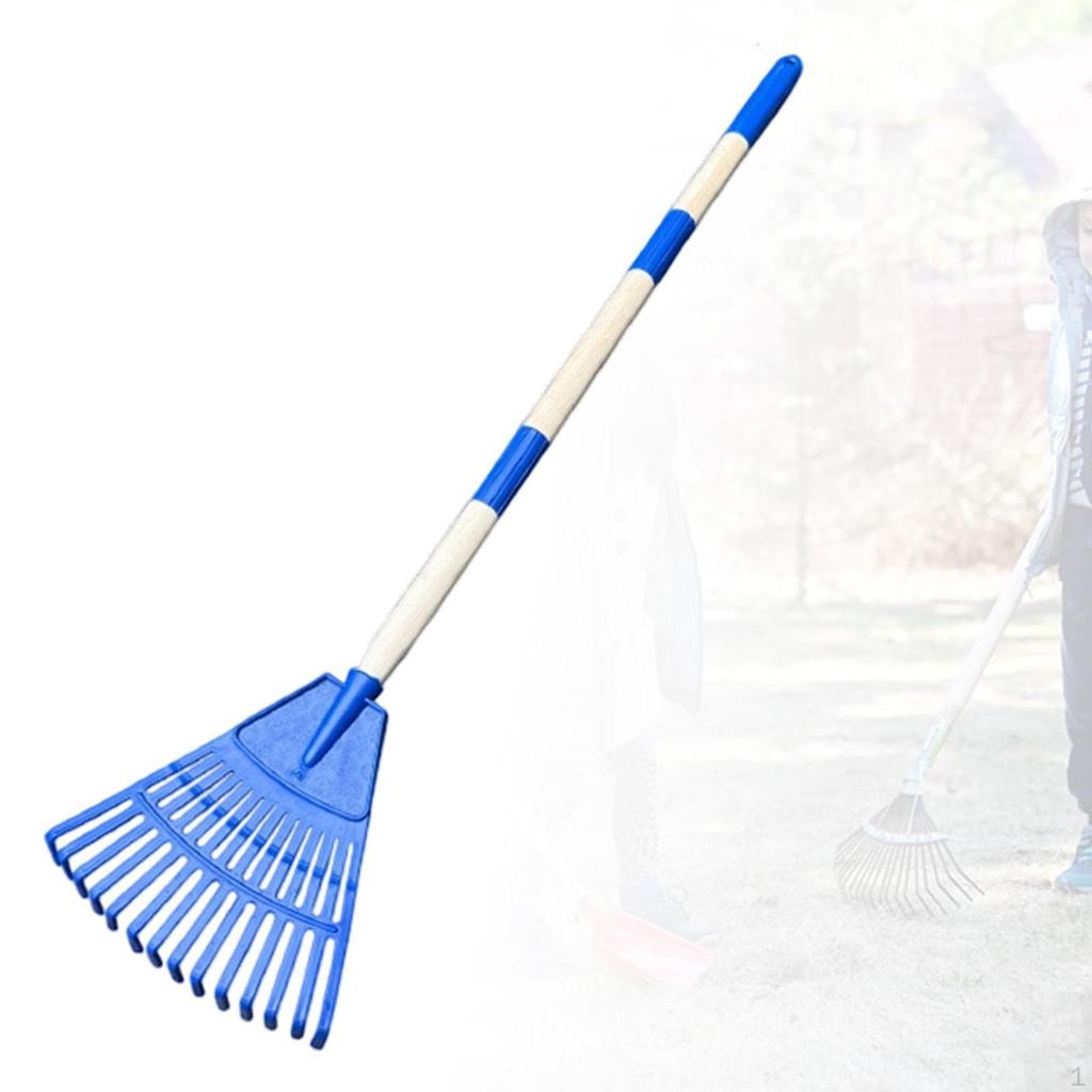 Detachable Leaf Rake with Wood Handle for Kids in Flower Beds